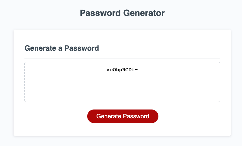 screenshot of Password Generator